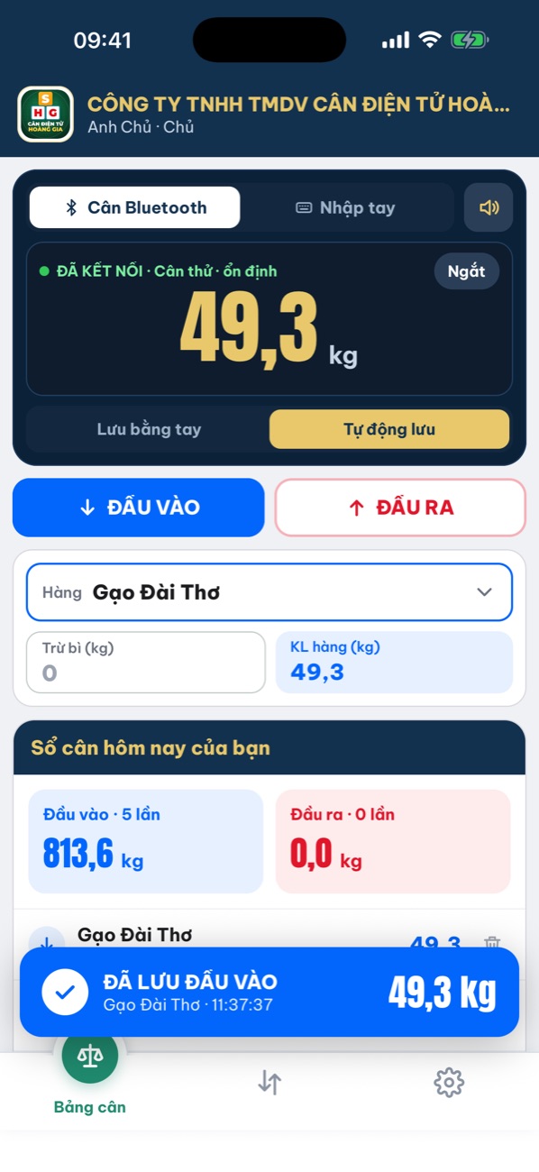 App Quản Lý Cân Điện Tử – Bảng cân
