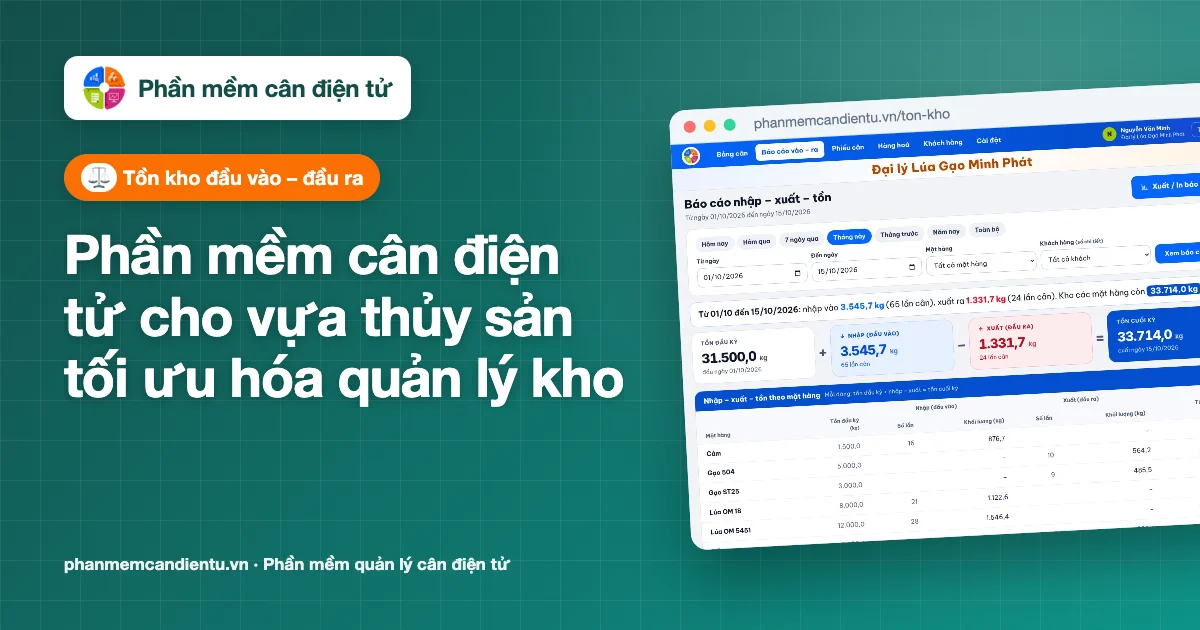 phần mềm cân điện tử cho vựa thủy sản